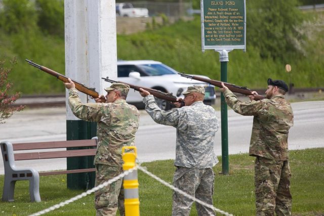 4G0A9477 Veterans participate in the Memorial Day ceremony in Island Pond.