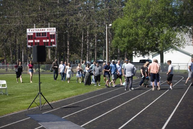 Crowds anter to watch the North Country Union High School graduation ceremony