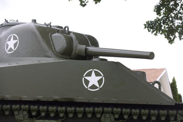 4G0A2270 Close-up detail of the Sherman tank turret following its restoration.