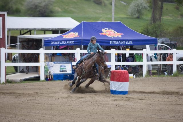 Emmah Davis and her horse begin their run in Barton, Vermont